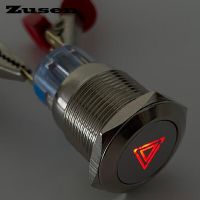 Zusen 19mm Illuminated Double Triangle Switch Symbol Momentory Push Button Switch IP65(ZS19F-11DS/Y/12V/N)