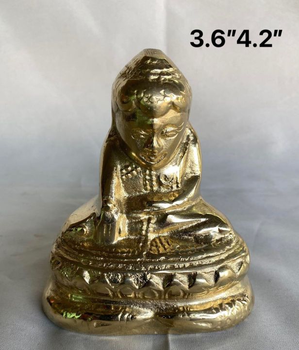 พระพุทธรูปมอญ-พม่า-พระอุปคุต-บัวเข็ม-ตัวองค์ทำจากทองเหลือง
