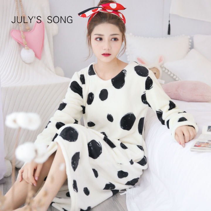 julys-song-cartoon-flannel-women-nightdress-autumn-winter-cute-animal-robe-female-thick-warm-dress-women-sleepwear