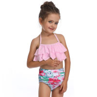 2021 Girl Swimsuit Two Pieces Childrens Swimwear Swim Suits Child Ruffle bikinis Split Mesh Bikini Sets Bathing Suit 2-14T