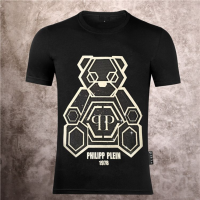 PHILIPP PLEIN เสื้อยืดแขนสั้นสำหรับผู้ชาย,เสื้อยืดสีทึบพิมพ์ลายหมีไซส์ใหญ่สำหรับผู้ชายเข้ารูปพอดี