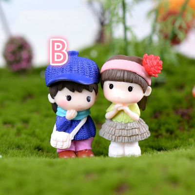 2 pcs Dating Boy Girl Figures Lover Miniature figurine wedding decor doll fairy