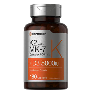 Horbaach Vitamin K2-MK7 with D3-5000 – 180 Capsules
