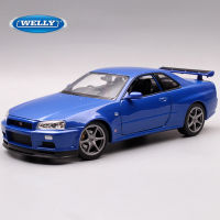 Welly 136นิสสัน Skyline GTR R34ล้อแม็กรถสปอร์ตรุ่นจำลอง D Iecast โลหะของเล่นรถแข่งรุ่นเก็บเด็กของขวัญ