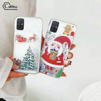 Callfire เคสใส่โทรศัพท์คอลไฟสำหรับ Samsung Galaxy A31 A51 M40S A71 M31 F41 M51 M30S M21 4G 5G ซานตาคลอสน่ารักลายคริสต์มาสเปลือกทรายไหลรูปแบบต้นคริสต์มาส