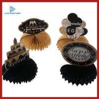 JJZCKD STORE 9pcs กระดาษสำหรับตกแต่ง ท็อปปิ้งเพชรทรงรังผึ้ง ทนทานต่อการใช้งาน กล่องเก็บฝุ่น ตกแต่งงานเลี้ยงเกษียณอายุ ของขวัญงานฝีมือ สีดำและสีทอง ตกแต่งรังผึ้งเกษียณอายุ พิธีชำระล้าง