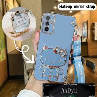 AnDyH Long Lanyard Casing For VIVO Y75 5G VIVO y76 5g VIVO Y69 phone case Hello Kitty Makeup Mirror Stand