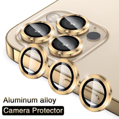 กระจกนิรภัยป้องกันเลนส์กล้องถ่ายรูปด้านหลังขนาดเล็กพร้อมห่วงโลหะสำหรับ iPhone 14 Pro Max 11 12 13 14 Plus 13