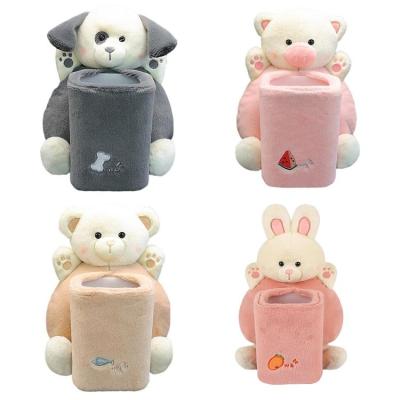Cute Car Tissue Box Trash Can Cartoon 2 in 1 Animal Tissue Box Napkin Holder Car Interior Accessories with Elastic Rope Leakproof for Trucks Pickups Vehicles Sedans Cars fitting