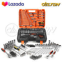 DELTON King Tools เครื่องมือช่าง ประแจ ชุดบล็อก 216 ชิ้น (ชุดใหญ่) ขนาด 1/4 นิ้ว 3/8 นิ้ว 1/2 นิ้ว ชุดเครื่องมือ ชุดประแจ ลูกบล็อก บล็อก ไขควง KING TOOLS SERIES ผลิตจากเหล็ก CR-V แท้ รุ่น WKT-216PCS