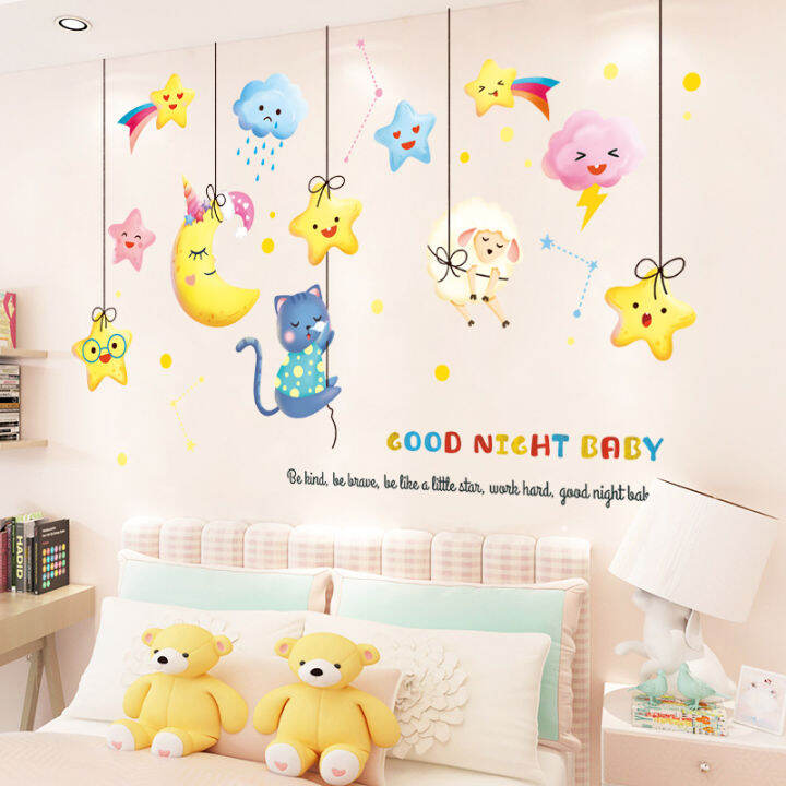 Cartoon train animal wall stickers kindergarten class classroom