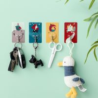 1pc Cute Wall Hooks Key Holder Door Hanging Plastic Self Adhesive Wall Hanger Cartoon Hook For Kids Room Home Decor Wall Hanging Picture Hangers Hooks