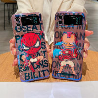 เคส Samsung Galaxy Z Flip 3 5G Z Flip 4,เคสไอรอนแมน Spider-Man เทรนด์ใหม่พับได้บลูเรย์เคสโทรศัพท์นิ่ม