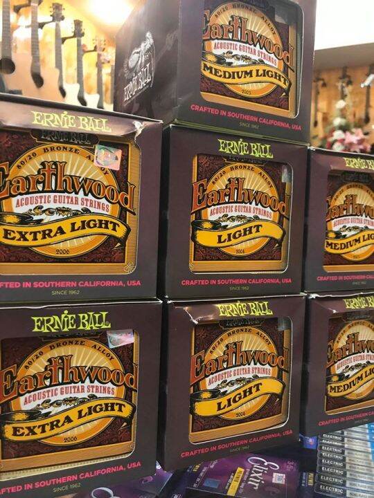 สายกีตาร์โปร่ง-ernie-ball-earthwood-เบอร์10-11นิ่มมือที่สุด