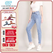 Quần baggy jean nữ trơn lưng cao chất vải bò co giãn thoáng khí CP38