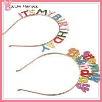 LUCKY HAIRACC 4pcs สายรุ้งสีรุ้ง มงกุฎสุขสันต์วันเกิด โลหะและผ้า ชุดสาววันเกิด มันคือมงกุฎวันเกิดของฉัน ของชำร่วยงานเลี้ยง เครื่องประดับศีรษะ tiaras เด็กๆเด็กๆ