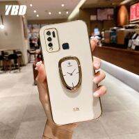 YBD เคสโทรศัพท์อ่อนสำหรับ Vivo Y50 Y30,เคสชุบโลหะ Y30i ป้องกันกล้องที่แม่นยำพร้อมแหวนนาฬิกาฟรี