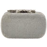 Unique Clasp Silver Diamante Crystal Diamond Evening bag Clutch Purse Party Bridal Prom