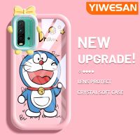 YIWESAN เคสสำหรับ Xiaomi Redmi 9T Redmi 9 Power เคสเคสการ์ตูนน่ารักโดราเอมอนสีสันสดใสนิ่มสำหรับเลนส์กล้องมอนสเตอร์น้อยน่ารักกันกระแทกแบบใสเคสมือถือสร้างสรรค์