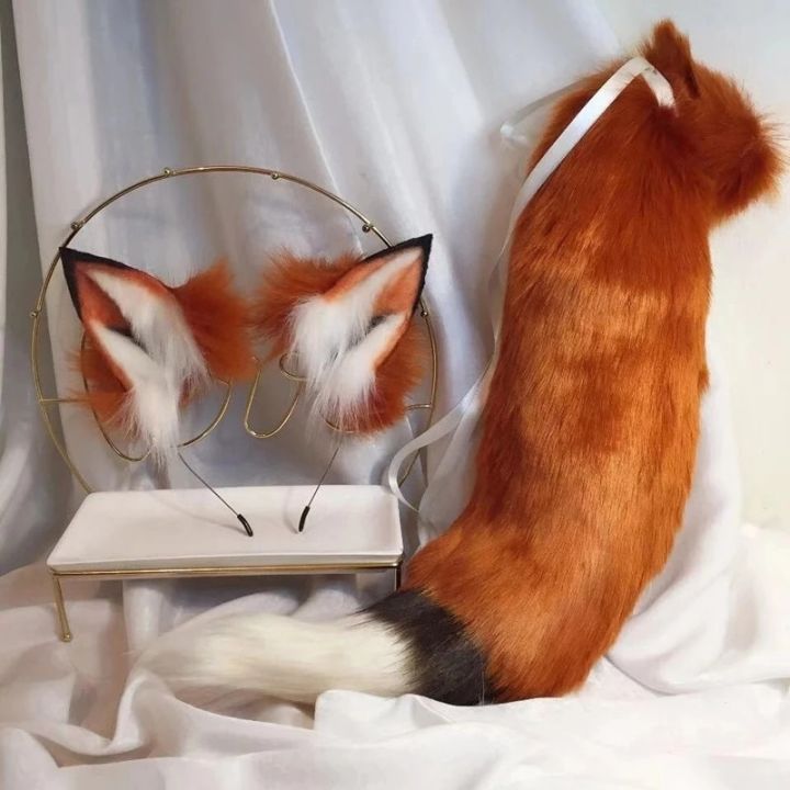 New Red Fox Anime Beast Ear Beast Tail Wolf Ear Cat Ear Headband Custom  COSPLAY Hand Made LOL Golden Fox Ears Hair Accessories 