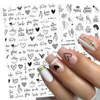 【LZ】 1PCS Black and White Love Abstract Flower Nail Art Decoration Nail Slider Sexy Woman Nail Art Sticker DIY Nail Art Ornament