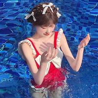 Korean ins swimsuit female one-piece student conservative sweet girl Japanese cute cover belly slimming hot spring swimsuit