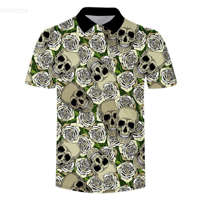 Style Summer 2023 NEW LCFA32 Polo 3d Shirts Rose Flowers Skull Print Casual Design Men Polo Shirts Summer High Quality Tees Tops Polo Shirts Plus SizeNew product，Canbe customization high-quality