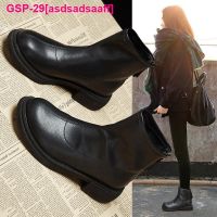 Asdsadsaaff Botas Femininas Casubotais De Platafra Couro Preto Mulher Outono Inverno À Prova Dwaterproof Água Sapatos Chelsea