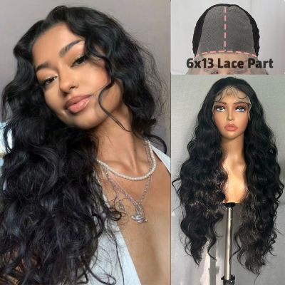 【jw】¤✵  SOKU 6x13 4x13 Synthetic Front Wigs 32 Inches Fluffy Wig for Pre Plucked with Baby Hair