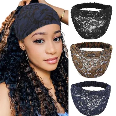 Elegant Wash Face Headdress Fashionable Sport Hair Net Vintage Hair Band Floral Lace Headband Knotted Turban Headband