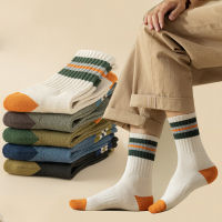 5 Pairs New Mens Thick Autumn Winter Warm keeping Japanese Fashion High-Quality Cotton Socks For Mens Towel Bottom Long Socks