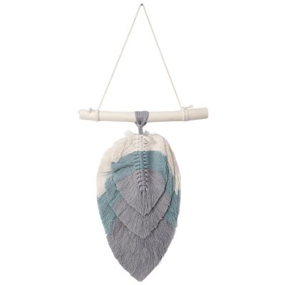 Multicolor Leaf Shaped Macrame Wall Hanging Cotton Weaving Handmade Wall Decor for Bedroom Home Decoration