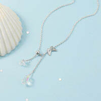 MeeningBrand❀สร้อยคอเงิน BUTTERFLY TWO CRYSTAL [02-0011]