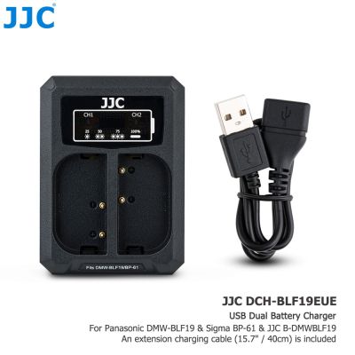 เครื่องชาร์จกล้องคู่ USB BLF19สีดำ USB JJC DMW สำหรับแบตเตอรี่ DMW-BLF19สำหรับ Panasonic Lumix DC-S5 II DC-S5 IIX GH6 GH5 GH5S GH4 GH3 G9 J76