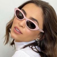 OLOPKY Cat Eye Retro Sunglasses Women Small Luxury Brand Designer Eyewear Women/Men Oval Pink Glasses Women Gafas De Sol Mujer