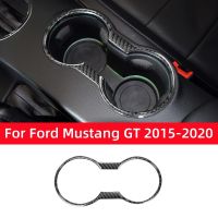 For Ford Mustang GT 2015-2020 Car Essories Carbon Fiber Interior Car Water Cup Holder Decoration Frame Trim Cover Sticker