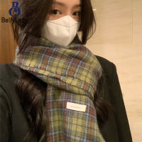 Retro Plaid Printing Scarf For Women Winter Warm Large Shawl Neckerchief Simple Classic Neck Warmer For Students【fast】