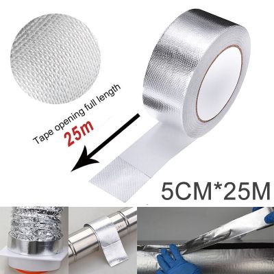 1pc Car Motorcycle Aluminum Foil Heat Shield Tape Adhesive Exhaust Wrap Pipe Ducts Repairs Tape High Temp Resistant 25Mx5cm