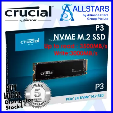 Crucial P3 SSD Nvme Interne 1To M.2 Pcie Gen3 3500 Mb/s