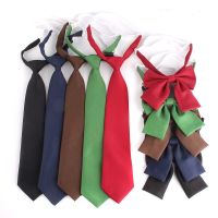 Casual Boy Girls Necktie Skinny Neck Tie For Women Ladies Neck Wear For Party Rubber Ties Slim Green Tie With Match Bow Tie Boys Clothing