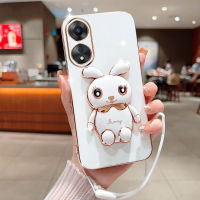 คลังสินค้าพร้อมเคส OPPO A78 A98 5G A58 4G ปลอกโทรศัพท์มือถือสำหรับ OPPOA78 5G โครงกระต่ายน่ารักพร้อมเคสนิ่มสายคล้องมือเคสมือถือ OPPOA78 2023