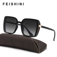 FEISHINI 2022 High Quality Big Square Sunglasses Women Vintage Black Goggle Oversized Sunglasses Polarized Ladies UV Protection Cycling Sunglasses