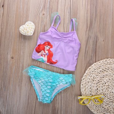 【Candy style】 Mermaid Swimwear Kids Bikini  Baby Girls Children Purpel Sequined Swimsuit
