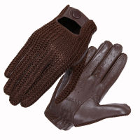 Mens New High Quality Touch Screen Leather Gloves Woven Back Antiskid Motorcycle Thin Goat Skin Tide Spring Winter 2022