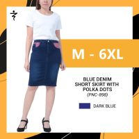 COD ☢┋ imoq55 store Plus Size M-6XL Blue Denim Short Skirt With Polka dots xREADY STOCKx