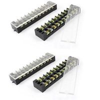 25A Dual Row 10P Screw Connector Electric Barrier Terminal Block Strip 4 Pcs Electrical Connectors