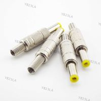 Silver Metal 5.5mmx2.1mm DC Power Male Plug Jack Adapter Connector with Yellow Head DC Power Male Plug YB23TH