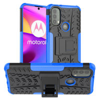 เคส Motorola Moto E40 กรณีนาฬิกาพีซีสุดหรู + TPU Stand Armor กรณีกันกระแทก