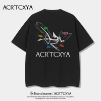 ACRTCA เสื้อยืดลายบ้านนกแขนสั้นสำหรับฤดูร้อนสำหรับทั้งหญิงและชายเสื้อพิมพ์ลายคู่สำหรับผ้าฝ้ายหลวมแขนครึ่งส่วน