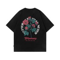 2022 New Men T Shirt Hip Hop Streetwear Harajuku Rose Print Short Sleeve T-shirts Casual 90s Summer Loose Cotton y2k Clothes Top